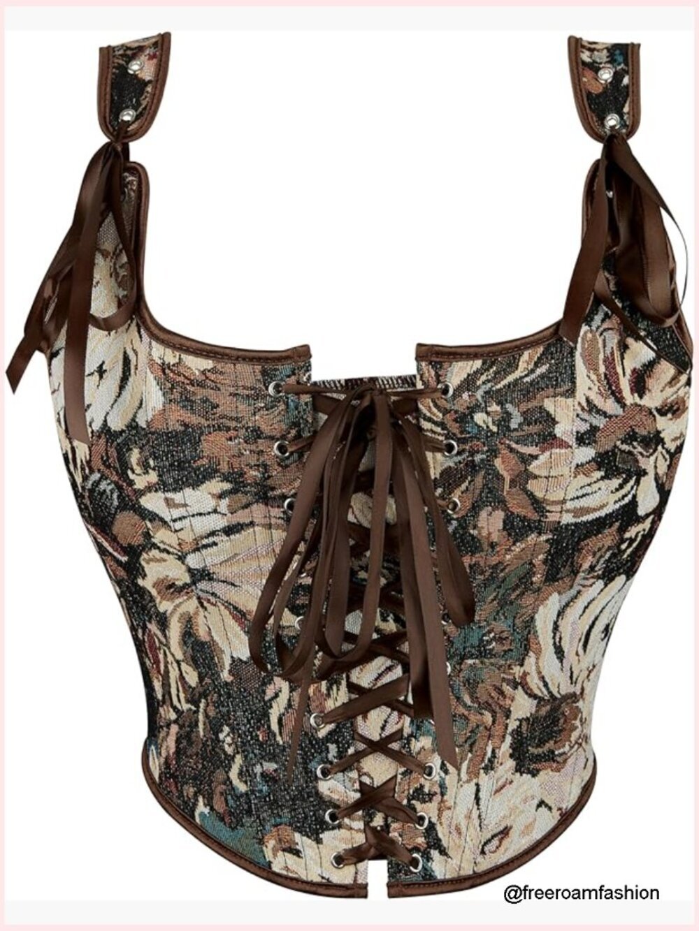 Vintage Floral Corset Top Bustier Tank Sexy Backless Shapewear